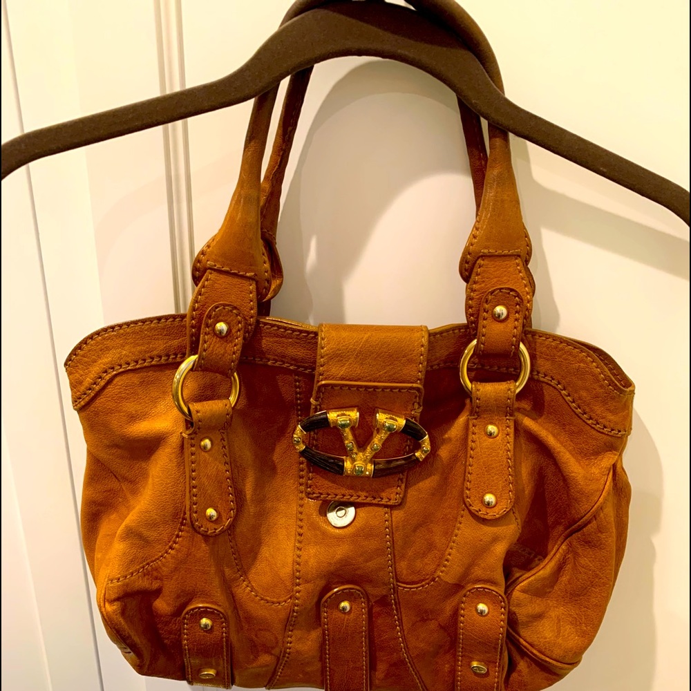 Valentino brown leather satchel authentic